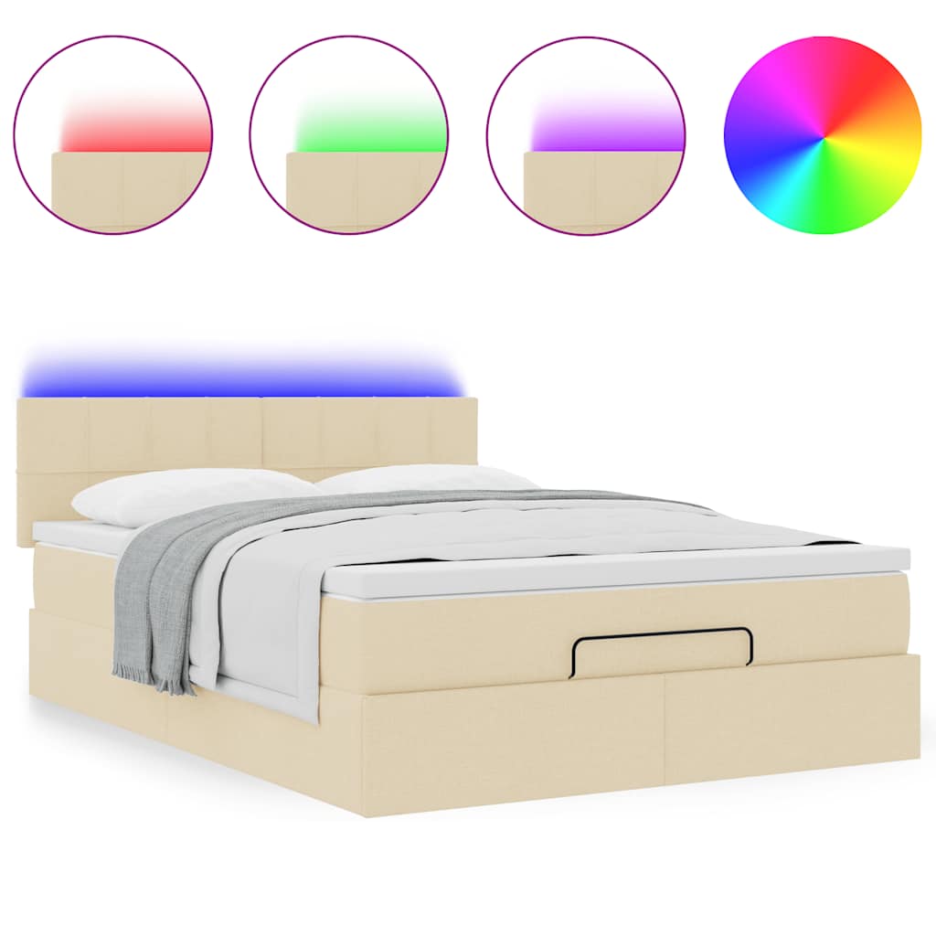 vidaXL Pouf Letto con Materasso e LED Crema 140x190 cm