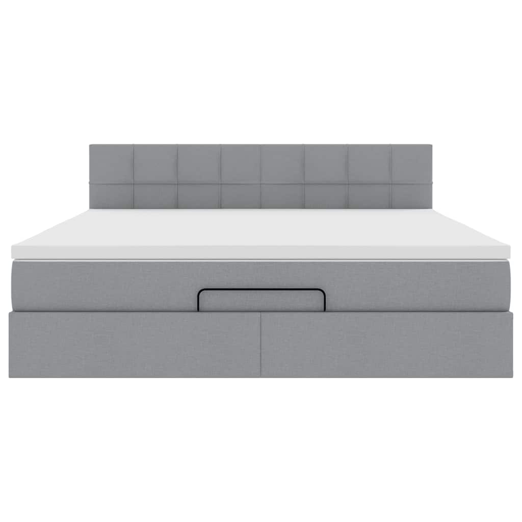 Pouf Letto con Materasso e LED Grigio Chiaro 180x200cm Tessuto 3312326