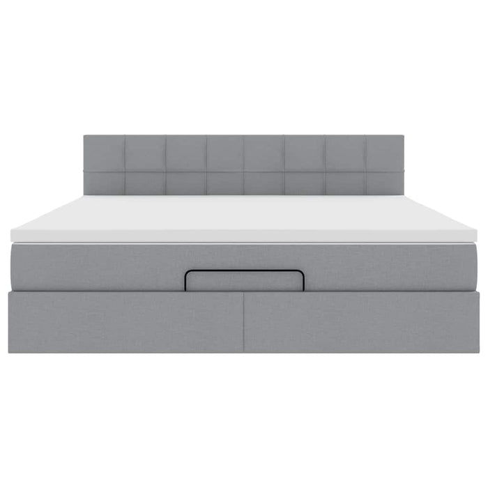 Pouf Letto con Materasso e LED Grigio Chiaro 180x200cm Tessuto 3312326