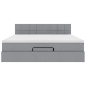 vidaXL Pouf Letto con Materasso e LED Grigio Chiaro 180x200cm Tessuto
