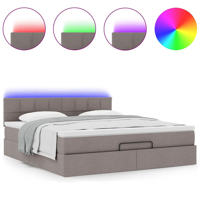 vidaXL Pouf Letto con Materasso e LED Tortora 180x200cm in Tessuto