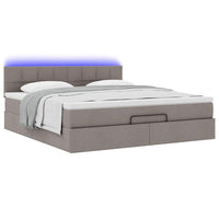 vidaXL Pouf Letto con Materasso e LED Tortora 180x200cm in Tessuto