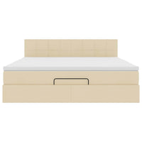 vidaXL Pouf Letto con Materasso e LED Crema 180x200cm in Tessuto