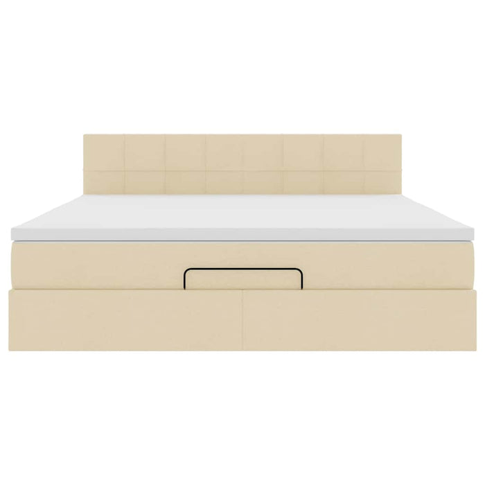 vidaXL Pouf Letto con Materasso e LED Crema 180x200cm in Tessuto