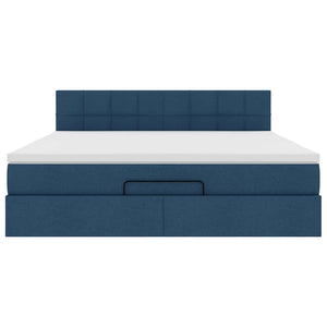 Pouf Letto con Materasso e LED Blu 180x200cm in Tessuto 3312332