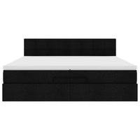 Struttura Letto Pouf con Materassi Nero 200x200 cm in Tessuto