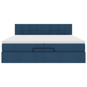 vidaXL Struttura Letto Pouf con Materassi Blu 200x200 cm in Tessuto