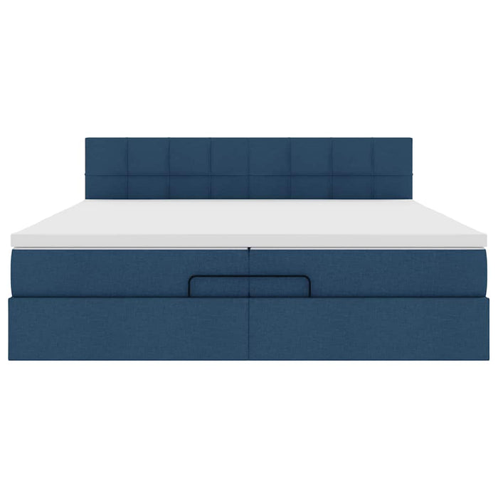 vidaXL Struttura Letto Pouf con Materassi Blu 200x200 cm in Tessuto