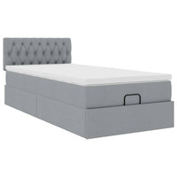 vidaXL Pouf Letto con Materasso e LED Grigio Chiaro 80x200cm Tessuto
