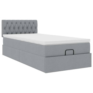 vidaXL Pouf Letto con Materasso e LED Grigio Chiaro 80x200cm Tessuto