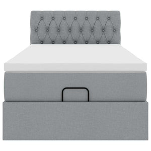 vidaXL Pouf Letto con Materasso e LED Grigio Chiaro 80x200cm Tessuto