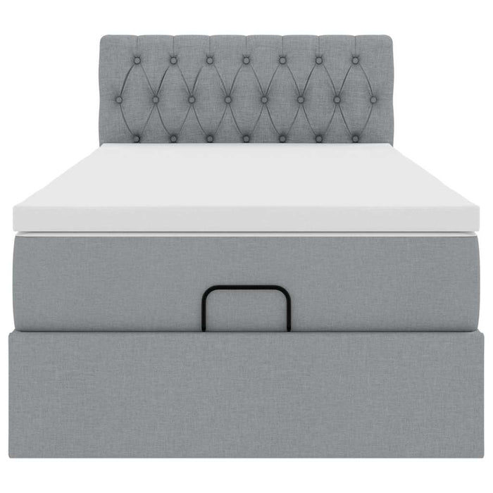 vidaXL Pouf Letto con Materasso e LED Grigio Chiaro 80x200cm Tessuto