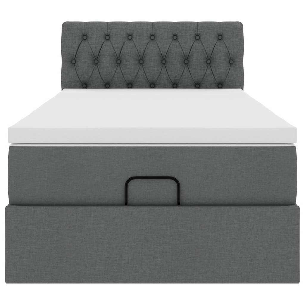 vidaXL Pouf Letto con Materasso e LED Grigio Scuro 80x200cm in Tessuto
