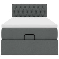vidaXL Pouf Letto con Materasso e LED Grigio Scuro 80x200cm in Tessuto
