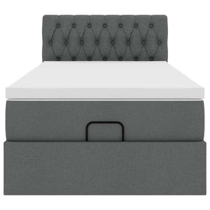 vidaXL Pouf Letto con Materasso e LED Grigio Scuro 80x200cm in Tessuto