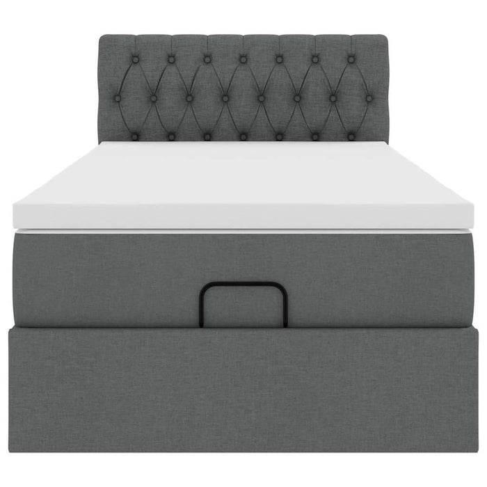 vidaXL Pouf Letto con Materasso e LED Grigio Scuro 80x200cm in Tessuto