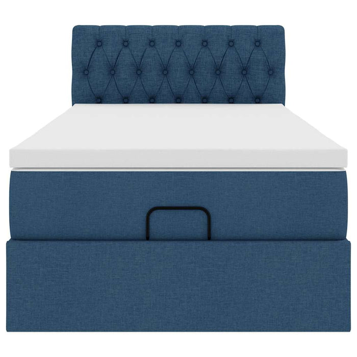 vidaXL Struttura Letto Pouf con Materasso Blu 80x200 cm in Tessuto