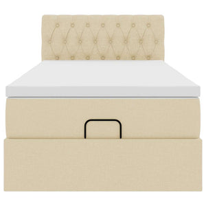 vidaXL Struttura Letto Pouf con Materasso Crema 90x190 cm in Tessuto