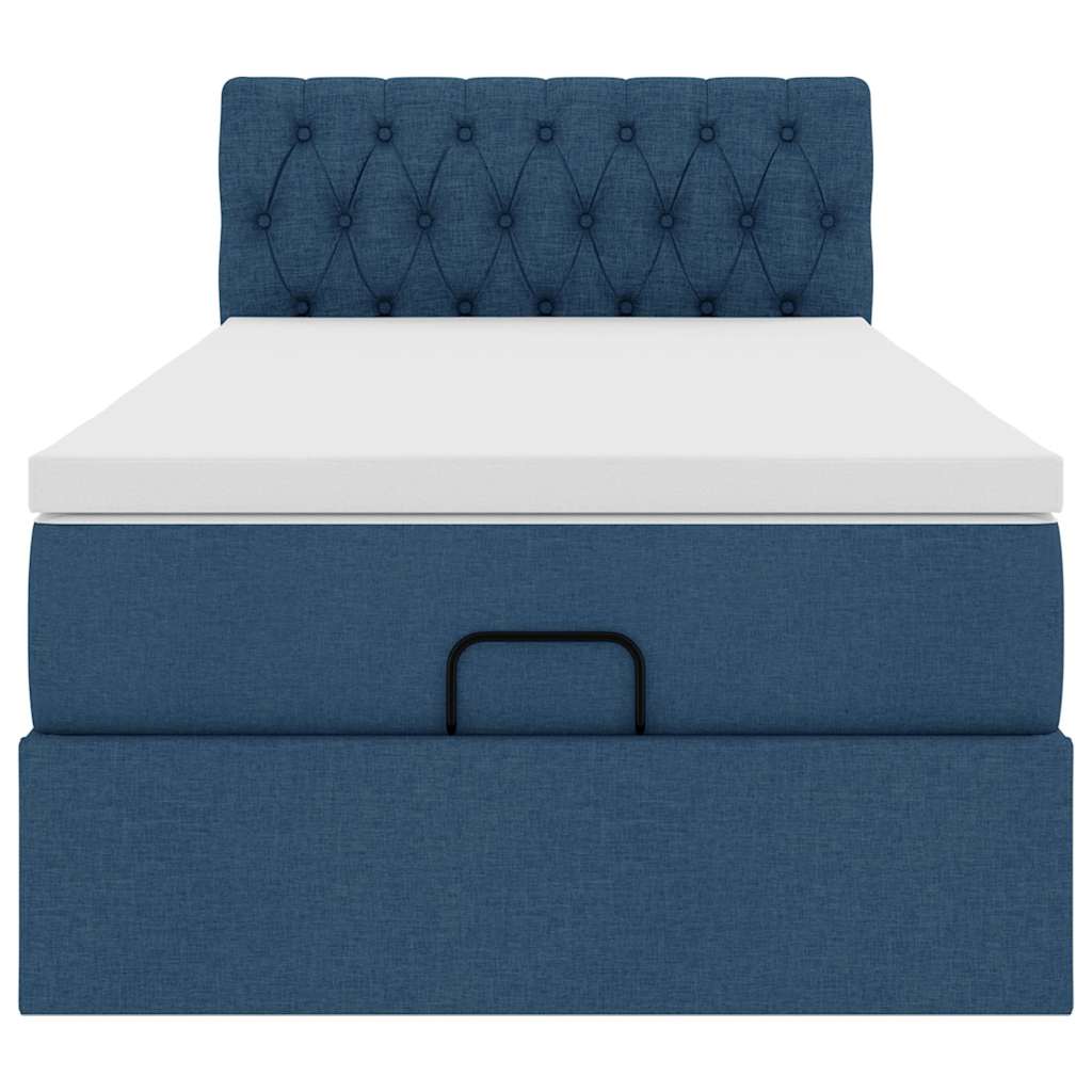 vidaXL Struttura Letto Pouf con Materasso Blu 90x190 cm in Tessuto