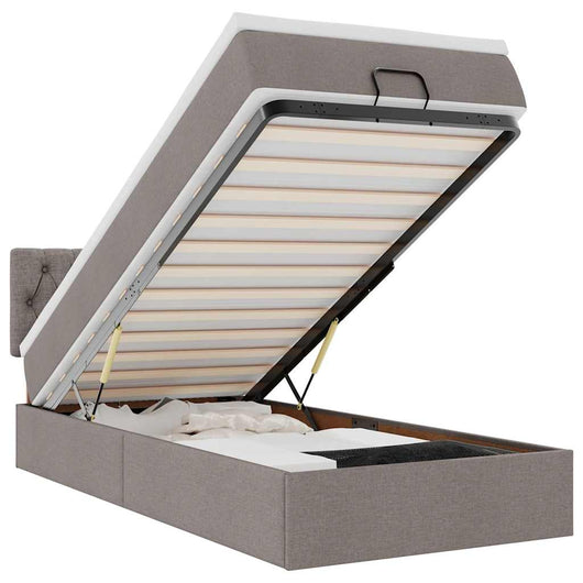 vidaXL Pouf Letto con Materasso e LED Tortora 90x200 cm in Tessuto