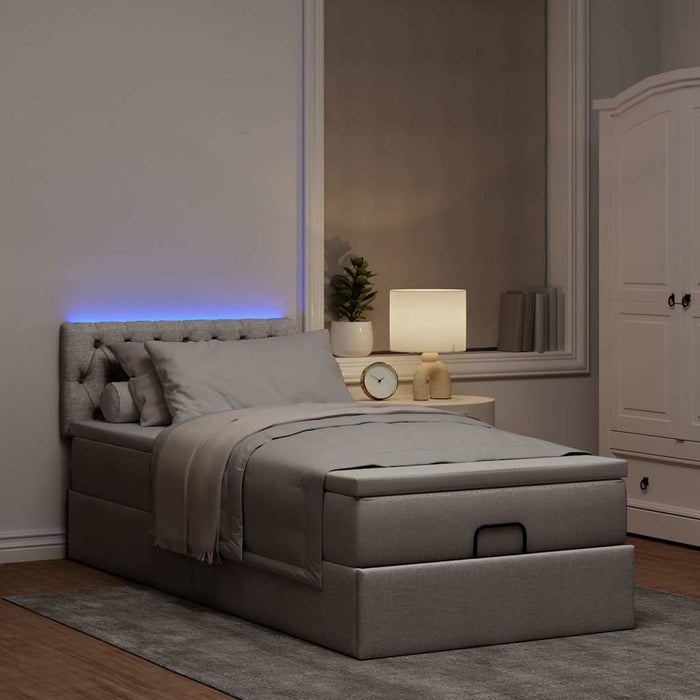 vidaXL Pouf Letto con Materasso e LED Tortora 90x200 cm in Tessuto