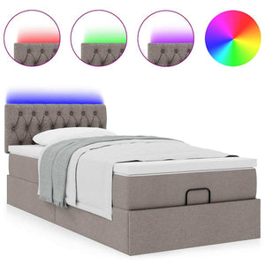 vidaXL Pouf Letto con Materasso e LED Tortora 90x200 cm in Tessuto