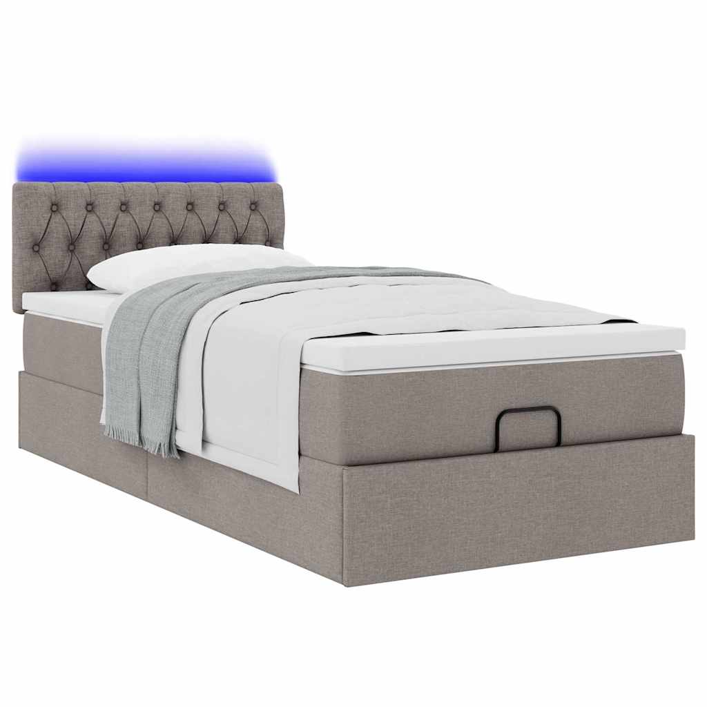 vidaXL Pouf Letto con Materasso e LED Tortora 90x200 cm in Tessuto