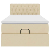 vidaXL Pouf Letto con Materasso e LED Crema 90x200 cm in Tessuto