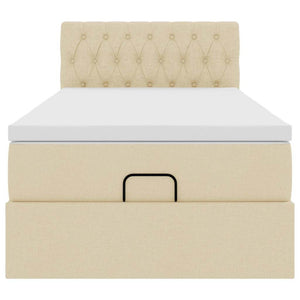 vidaXL Pouf Letto con Materasso e LED Crema 90x200 cm in Tessuto