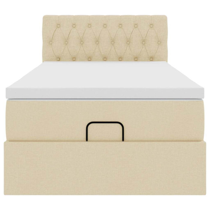 vidaXL Pouf Letto con Materasso e LED Crema 90x200 cm in Tessuto