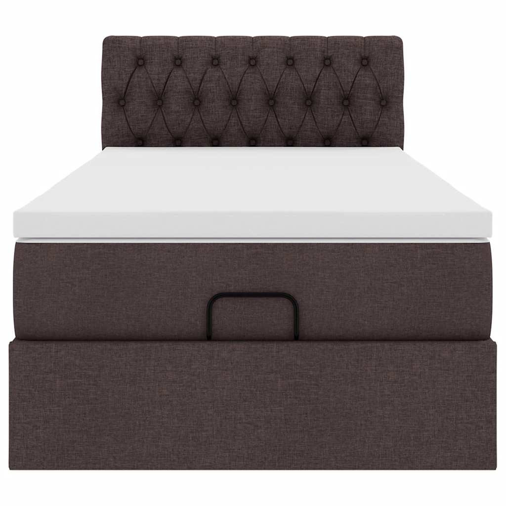 vidaXL Pouf Letto con Materasso Marrone Scuro 100x200 cm in Tessuto