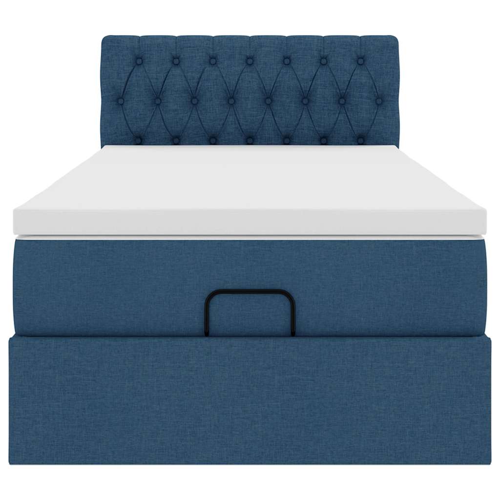 vidaXL Pouf Letto con Materasso e LED Blu 100x200 cm in Tessuto