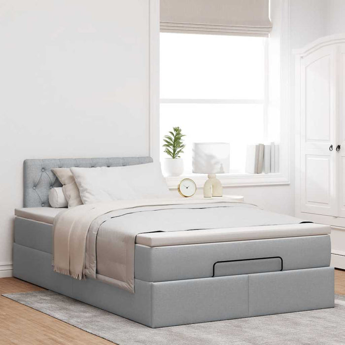 Pouf Letto con Materasso Grigio Chiaro 120x190 cm in Tessuto 3312374