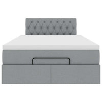 Pouf Letto con Materasso Grigio Chiaro 120x190 cm in Tessuto