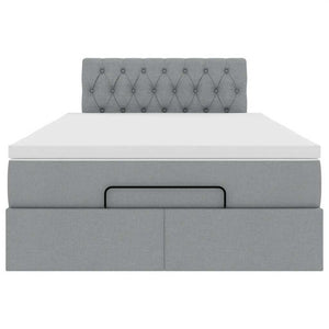 Pouf Letto con Materasso Grigio Chiaro 120x190 cm in Tessuto