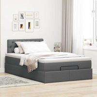 Pouf Letto con Materasso e LED Grigio Scuro 120x190 cm Tessuto 3312375