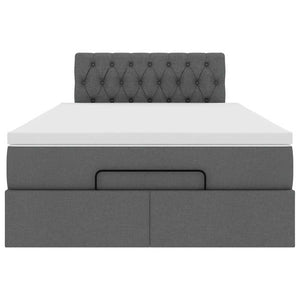 Pouf Letto con Materasso e LED Grigio Scuro 120x190 cm Tessuto
