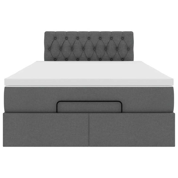Pouf Letto con Materasso e LED Grigio Scuro 120x190 cm Tessuto