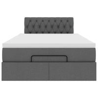 Pouf Letto con Materasso e LED Grigio Scuro 120x190 cm Tessuto 3312375