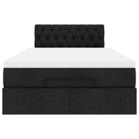 Pouf Letto con Materasso e LED Nero 120x190 cm in Tessuto