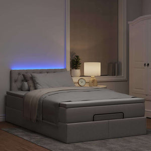 vidaXL Pouf Letto con Materasso e LED Tortora 120x190cm in Tessuto