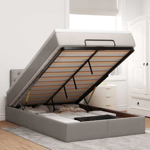 vidaXL Pouf Letto con Materasso e LED Tortora 120x190cm in Tessuto