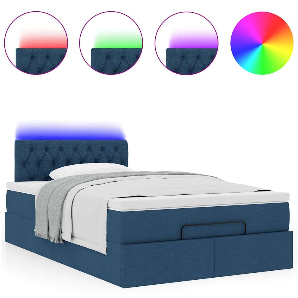 Pouf Letto con Materasso e LED Blu 120x190cm in Tessuto 3312380
