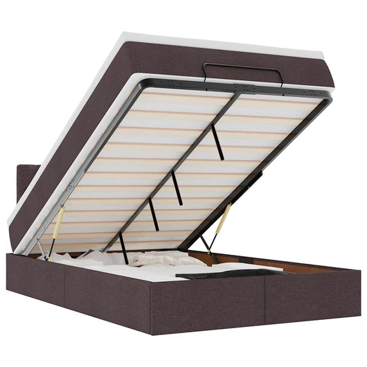 vidaXL Pouf Letto con Materasso Marrone Scuro 120x200 cm in Tessuto