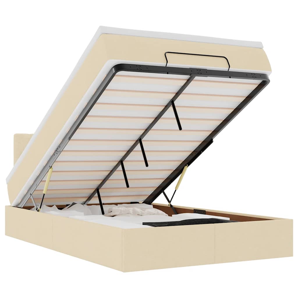 Struttura Letto Pouf con Materasso Crema 120x200 cm in Tessuto 3312386