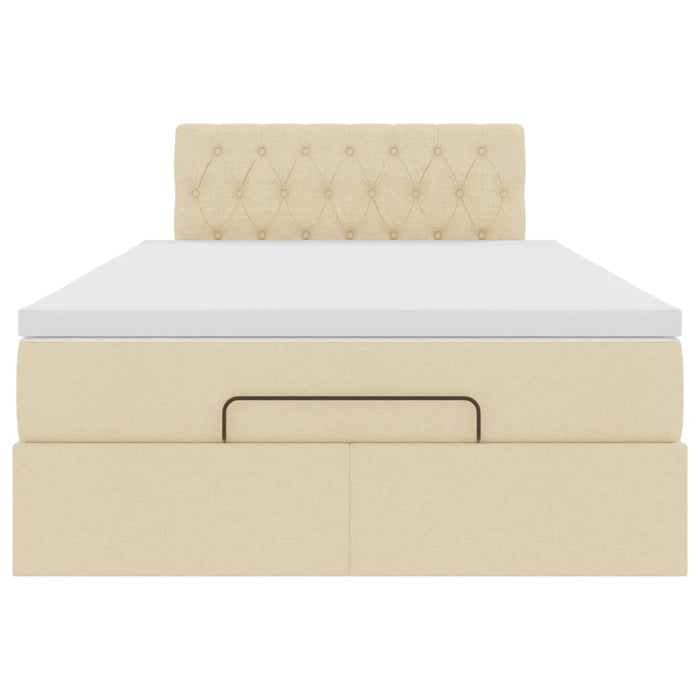 vidaXL Struttura Letto Pouf con Materasso Crema 120x200 cm in Tessuto