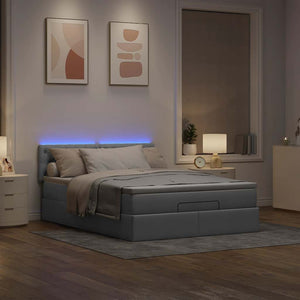 Pouf Letto con Materasso e LED Grigio Chiaro 140x190 cm 3312388