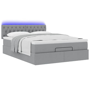 Pouf Letto con Materasso e LED Grigio Chiaro 140x190 cm 3312388