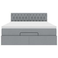 Pouf Letto con Materasso e LED Grigio Chiaro 140x190 cm