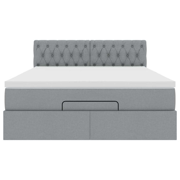 Pouf Letto con Materasso e LED Grigio Chiaro 140x190 cm